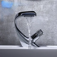 black washbasin waterfall faucet hot and cold toilet light luxury washbasin basin single hole washbasin faucet