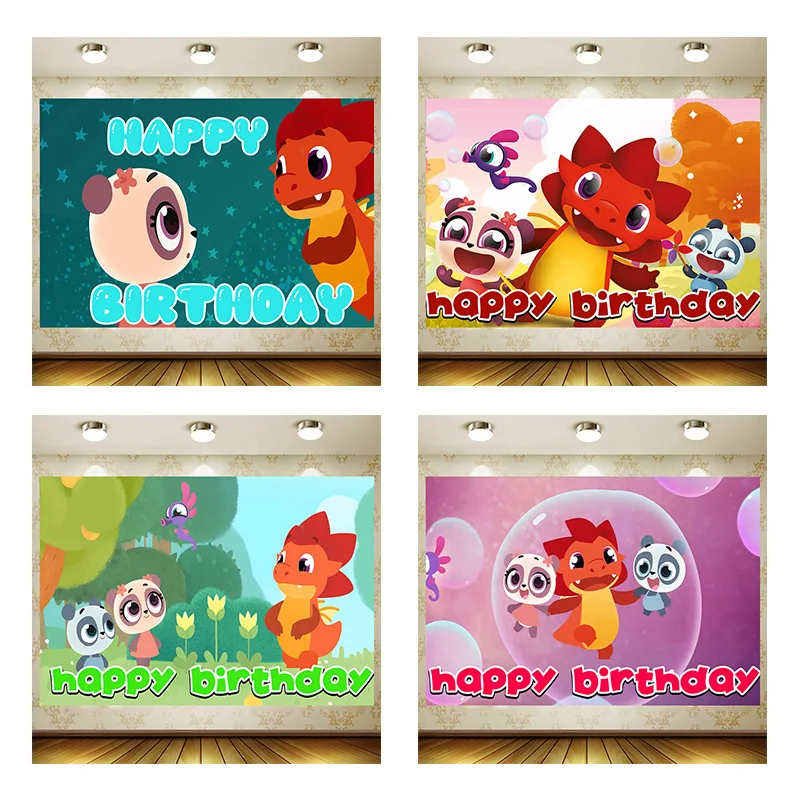 Фон для фотосъемки с рисунком дракона и его друзей