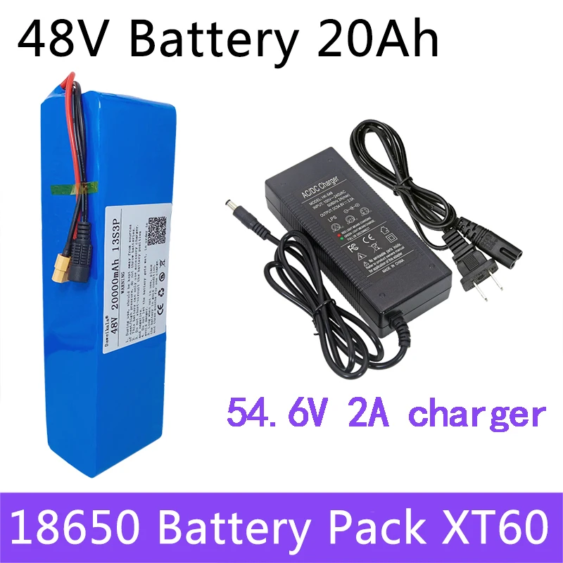 

48V Battery 20Ah 13S3P XT60 18650 Lithium ion Battery Pack 20Ah For 54.6v E-bike Electric bicycle Scooter with BMS charger