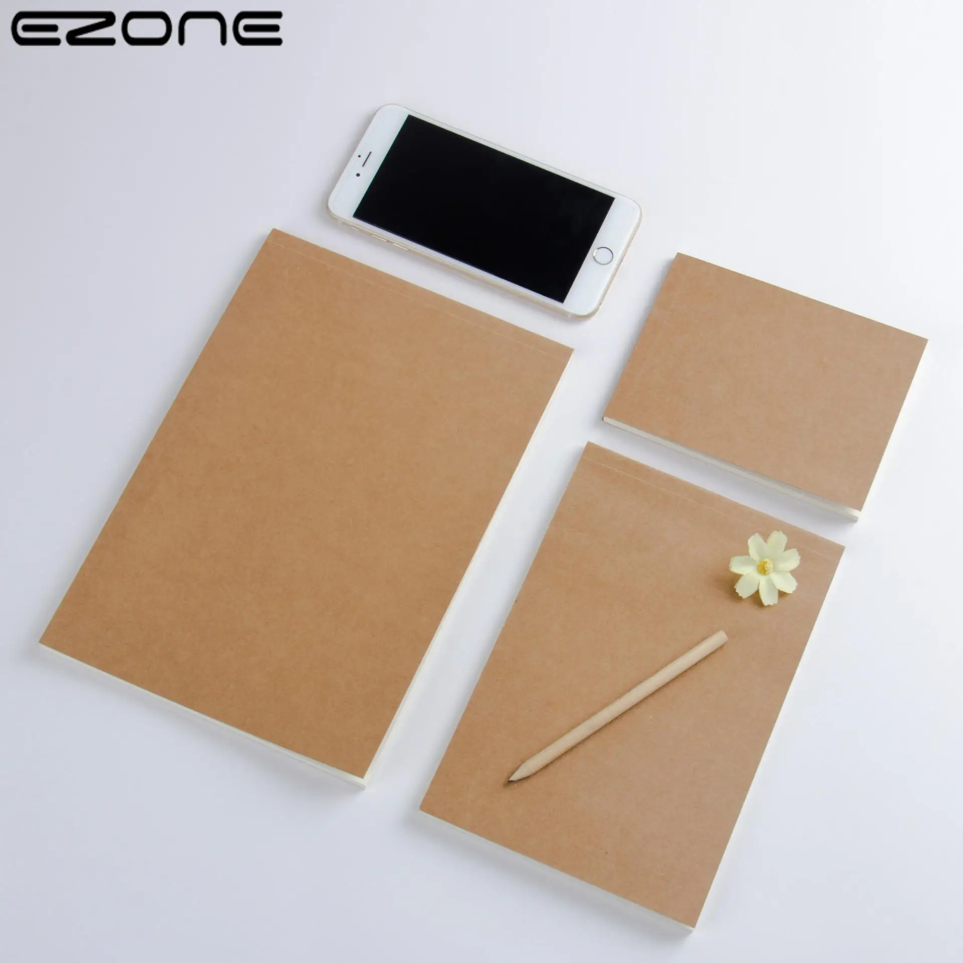 

EZONE Kraft Paper Blank Page 120 Pages S/M/L Size Sketchbook Children Graffiti Book Draft Office Memo Pad School Stationery