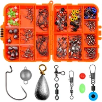 taigek 165 pieces lure hook accessories set texas fishing rig sea fishing rock fishing set box lure kit