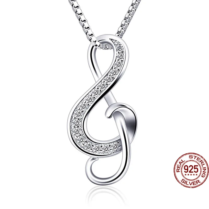 

S925 Silver Note Necklace Soft Pendant Christmas Jewelry