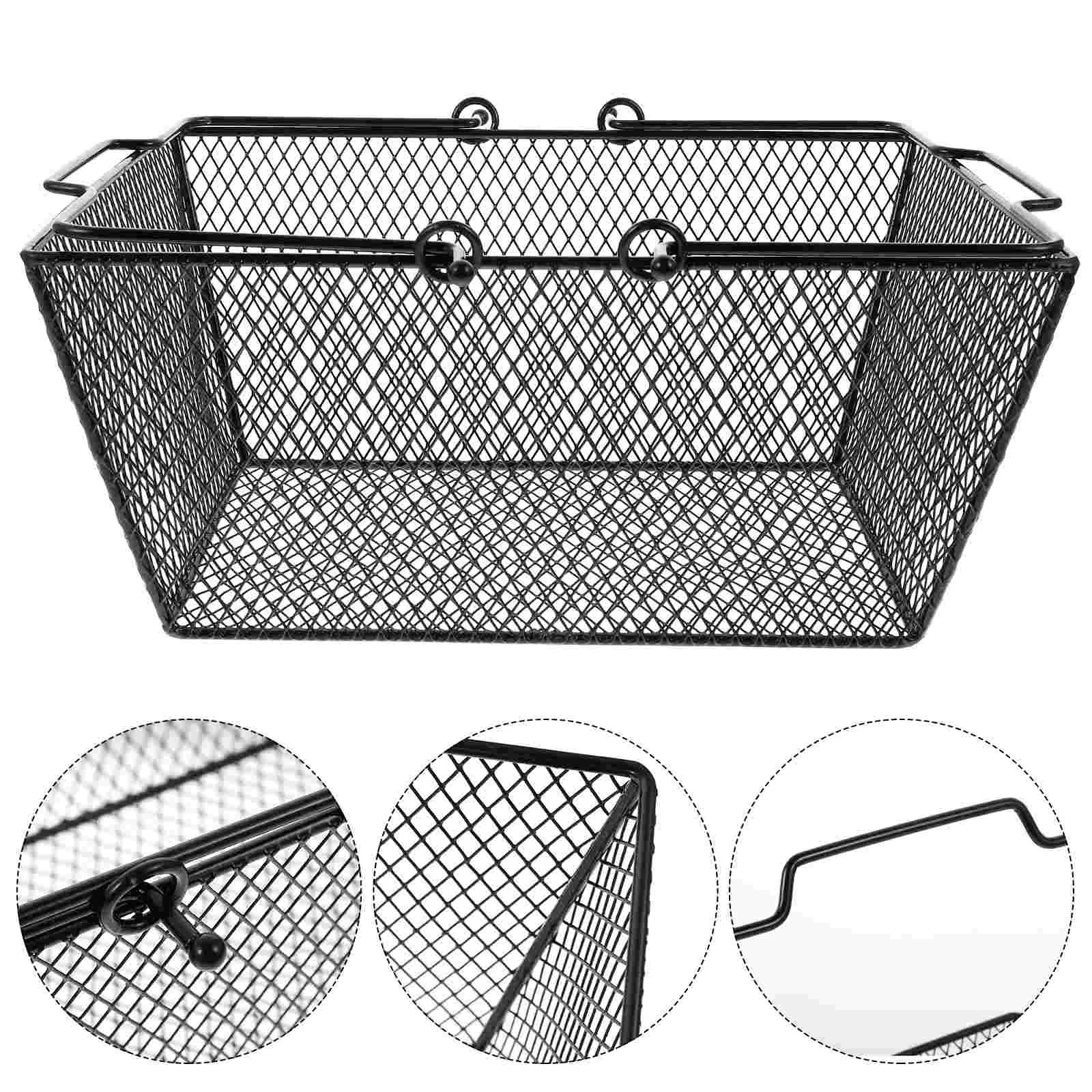 

Metal Shopping Basket Storage Container Handle Office Desk Decorations Home Eggs Decorate Fruit Clothing Sundries Organizer