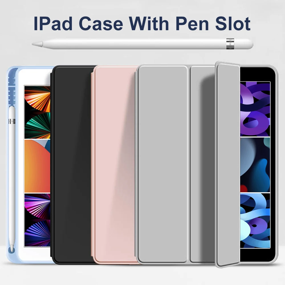 KEPAYA For Ipad Case Ipad 10.2 9.7 Ipad 9 8 7 6 5 Pro 11 10th Gen 10.9 Pro 12.9 Air 4 5  Mini654 air321 Foldable pen slot cover