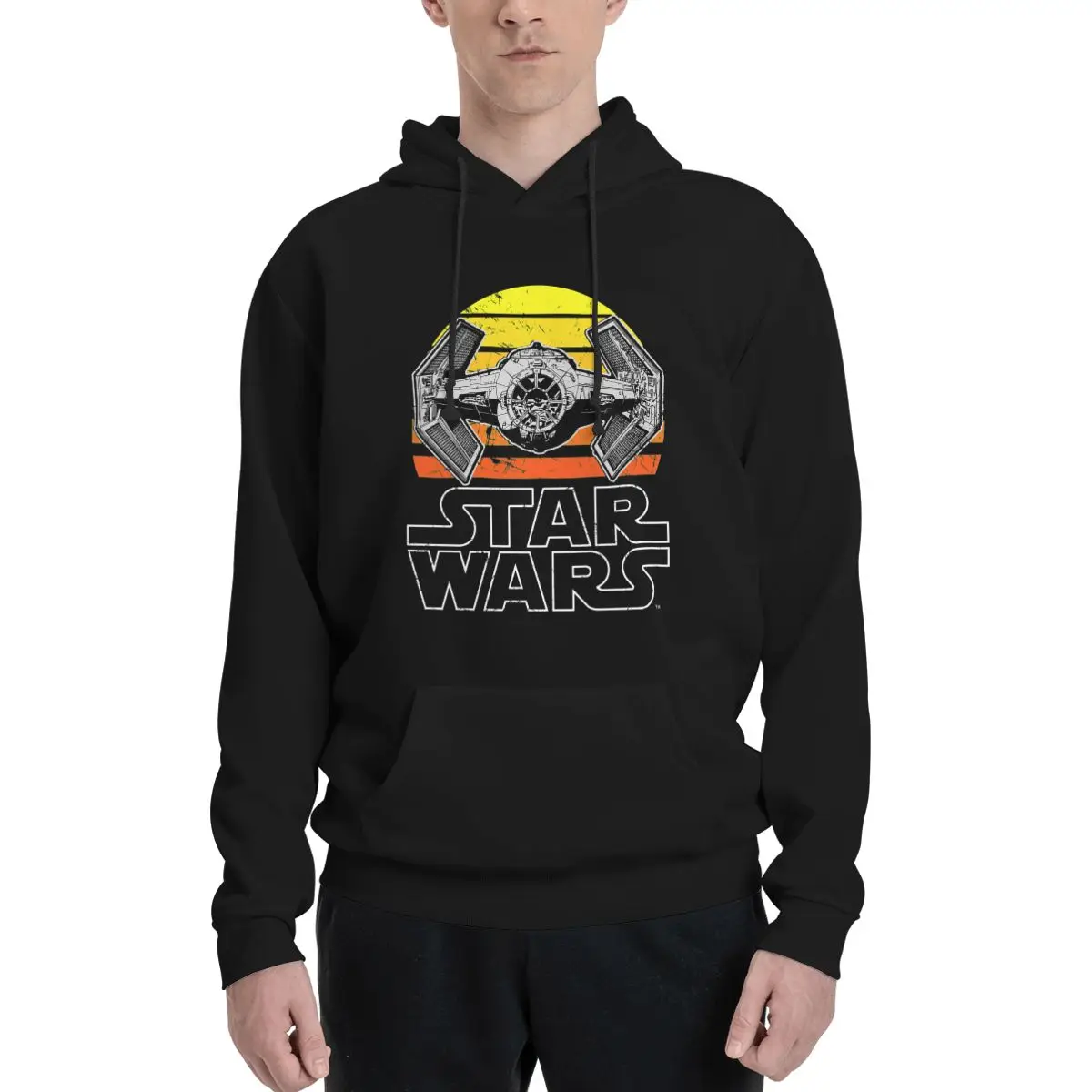 

Awesome Hoodies Couple Thin Fleece Sweatshirt Men's Disney Star Wars Vintage TIE Fighter Hooded Sweatshirt Printed Pullovers