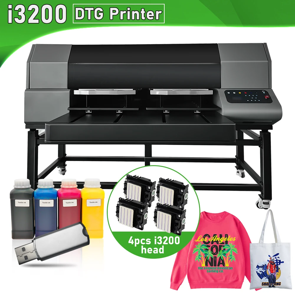 A2 DTG Printer For Epson I3200 Digital Printing Machine Duplex DTG Printer Flatbed Printer For T-shirt Hoodies Bags Cloths