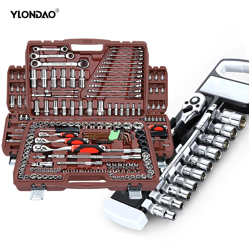 Car Repair Tool Ratchet Torque Wrench Spanner Screwdriver Socket Set Combo Tools Kit Bicycle Auto Repairing Tool Mechanic Tool A