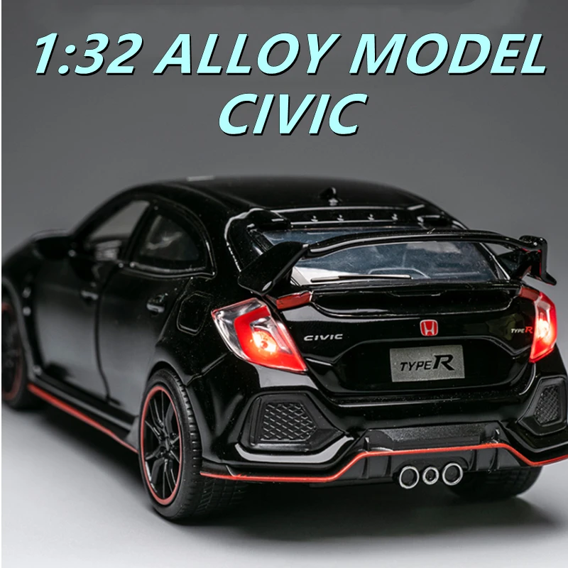 1/32 HONDA Civic Type R Alloy Car Model Diecasts Metal Toy Sports Car Vehicles Model Simulation Collection Kids Gift Garage Kit