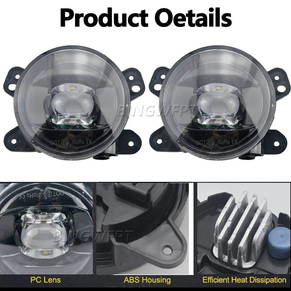 BINGWFPT 2x новые противотуманные фары высокого качества белые DRL 12 В круглые