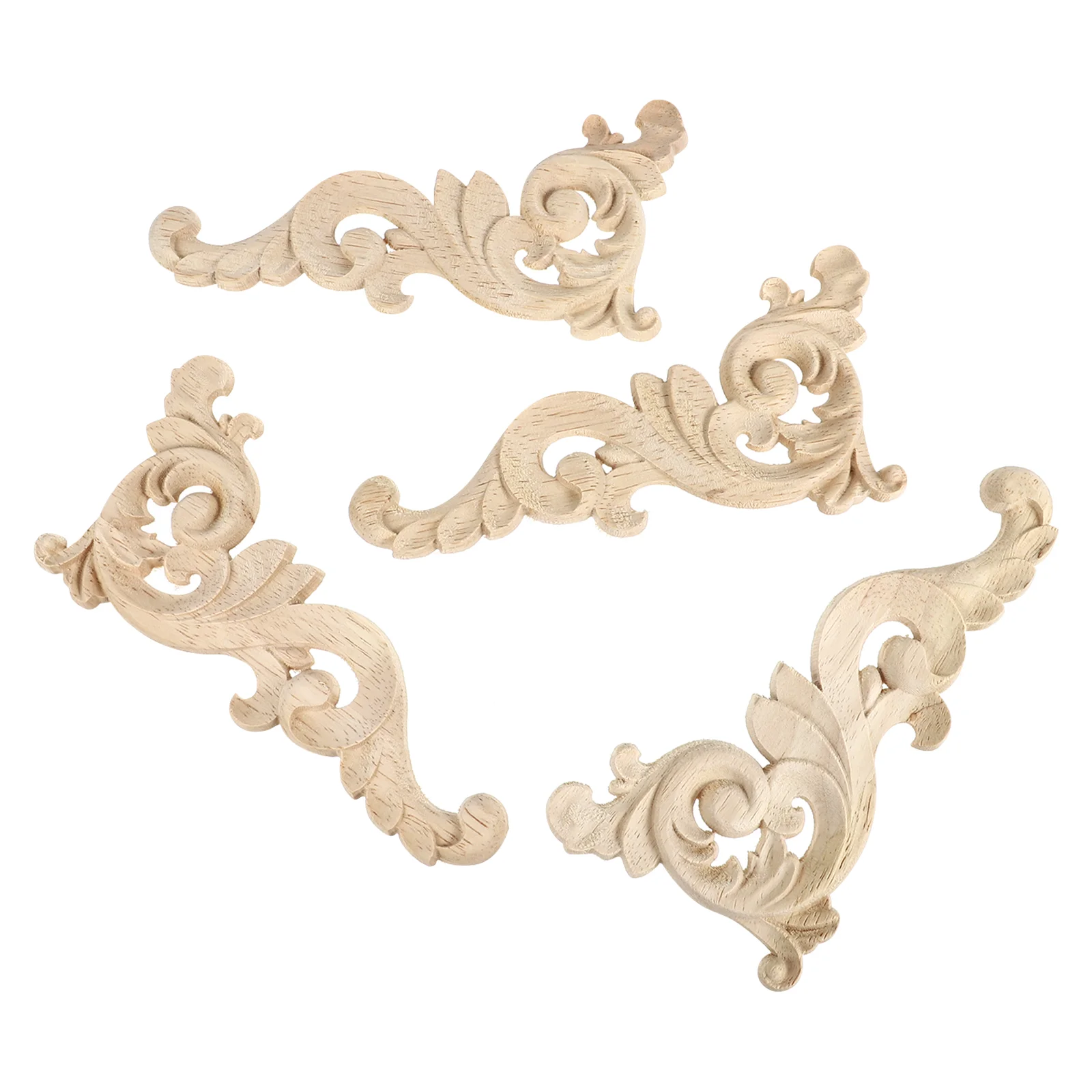 

Furniture Wood Appliques Woodenapplique Decorative Onlays Frame Corner Cabinetwall Slices Unpainted Decal Carving Carved Door