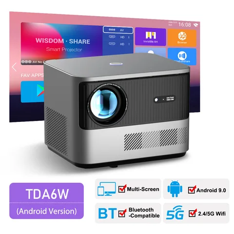 Проектор ThundeaL TDA6 Full HD, 1080P, 2K, 4K видео домашний кинотеатр с автофокусом 5G WiFi Andriod 9.0 OS проектор TDA6W Bluetooth 3D портативный проектор  1920*1080P 9000 люмен Полностью закрытая оптическая машина