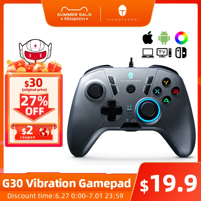  ThundeRobot G30 проводной виброгеймпад Джойстик контроллер для переключения Windows PC PS3 паровой телефон тв игровой контроллер Джойстик 