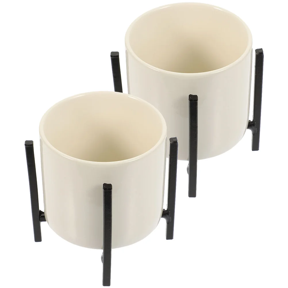 

2pcs Kitchen Utensil Jar Ceramic Kitchen Cutlery Chopstick Storage Bucket with Rack