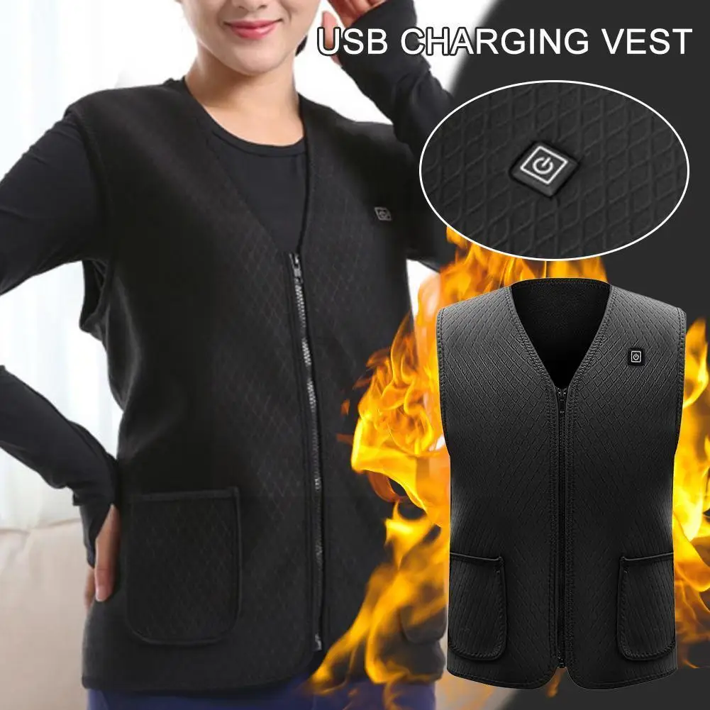 

Winter Heating Vest Men Women USB Electric Heated Jacket Vest Black Outdoor Warming Hunting Camping Washable Clothing Therm K4F6