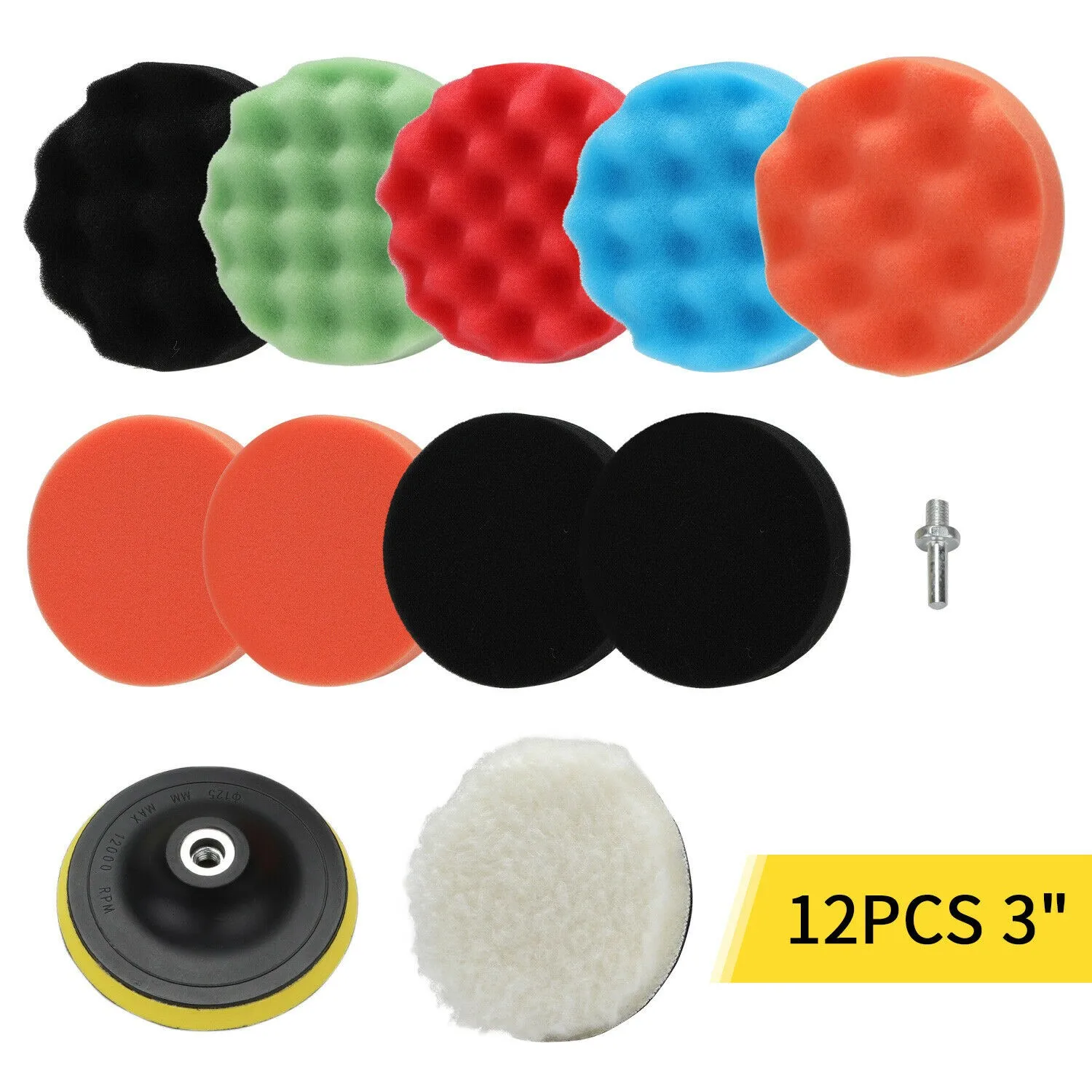

Sponge Polishing Pads Waxing Wheel 12 PCS Wool For Car Polisher Gross Kit