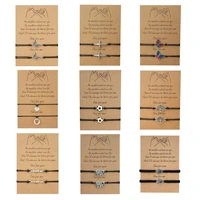 fashion jewelry handmade braided rope bangle geometry charm lucky bracelet for women men pinky promise card adjustable bracelets