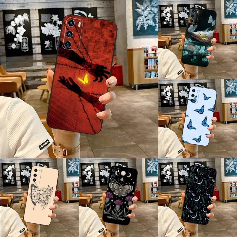 

Butterfly Phone Case For Huawei Mate 40E 40Pro 30 20 10 9 8 Pro S 20X 5G Plus G9Plus Magic3 Pro Nova 7i 7 Pro SE Cover