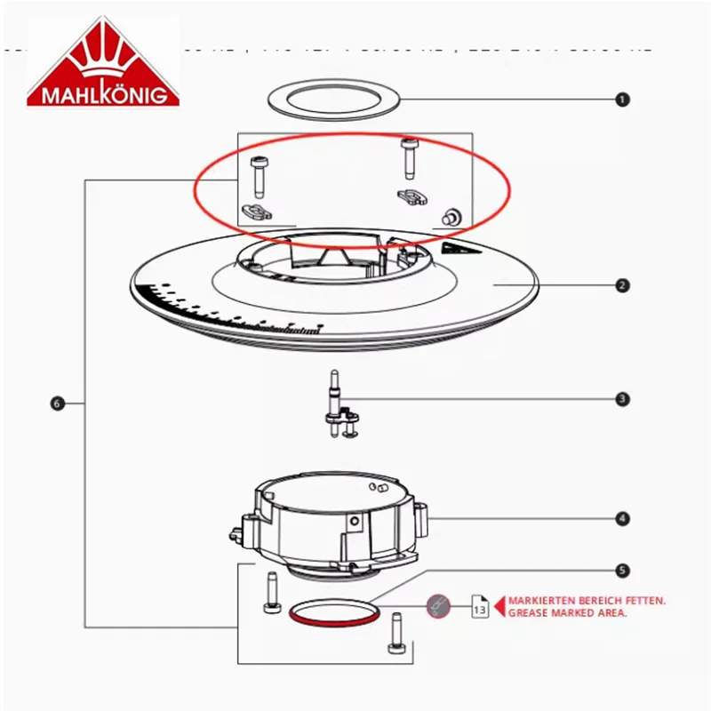

Уязвимые детали шлифовальной машины E65, поставляющие оригинальные аксессуары для шлифовальной машины MahlkonigE65S.