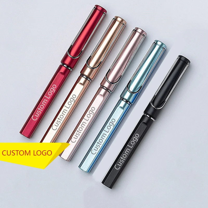 

100pcs Neutral Pen Custom Logo Gift Multi -color Imitation Metal Sign Pen Metal Hook Advertising Pen School Supplies Wholesale