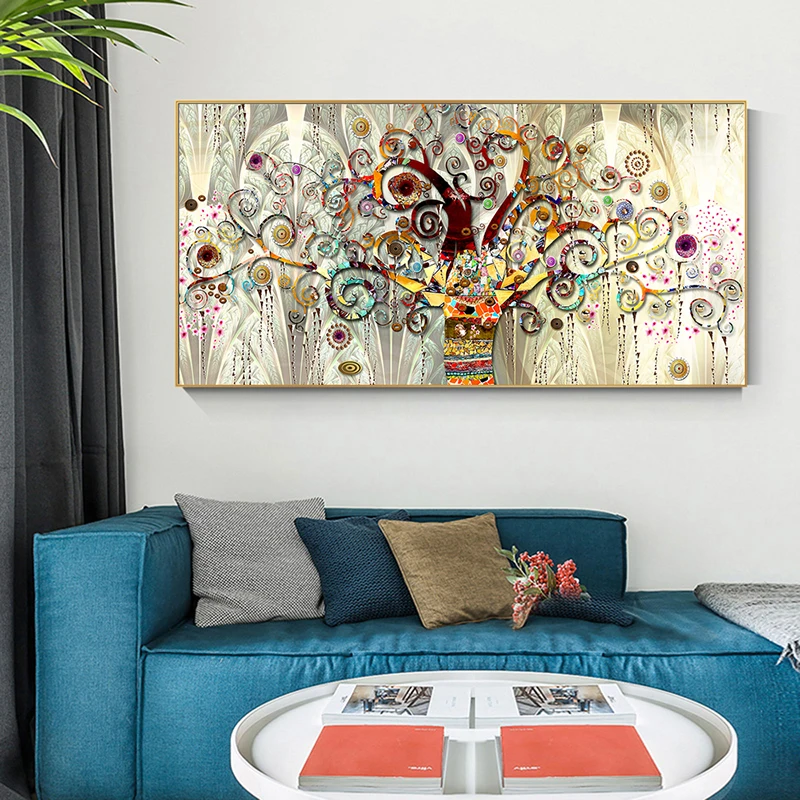 

Tree of Life By Gustav Klimt Landscape Oil Painting on Canvas Posters and Prints Cuadros Wall Art Pictures for Living Room