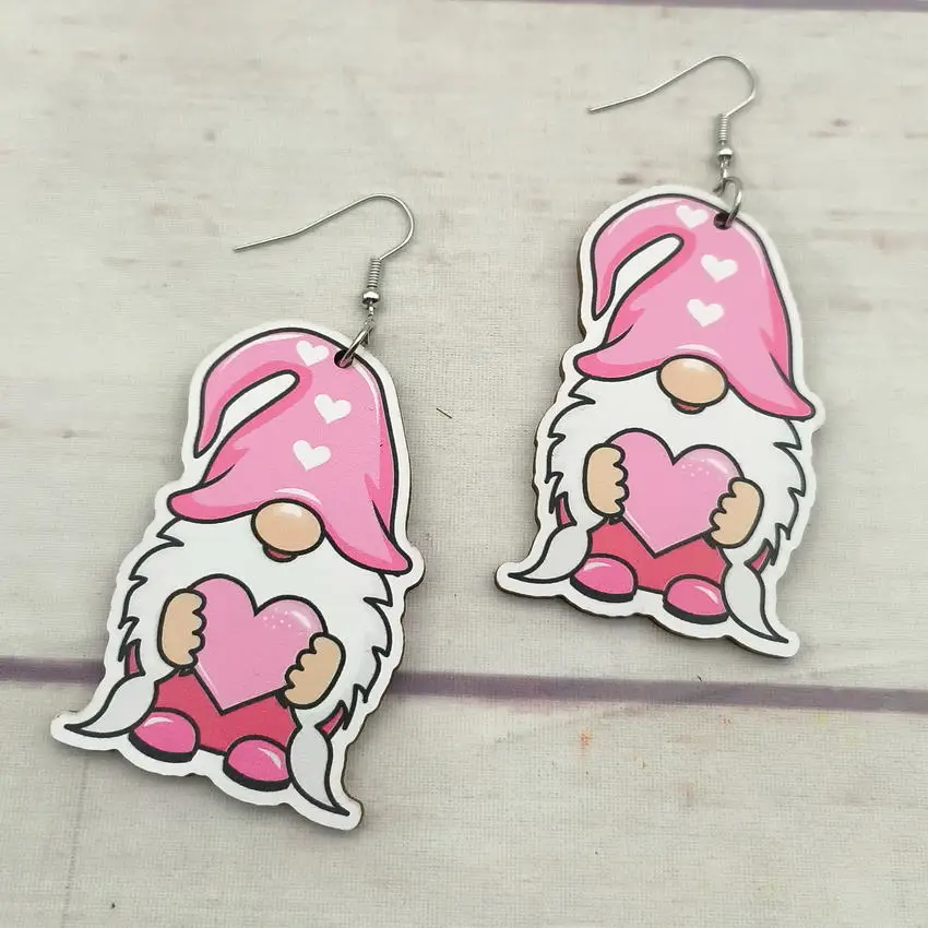 Серьги-подвески в виде гнома для девушек креативные деревянные украшения ручной