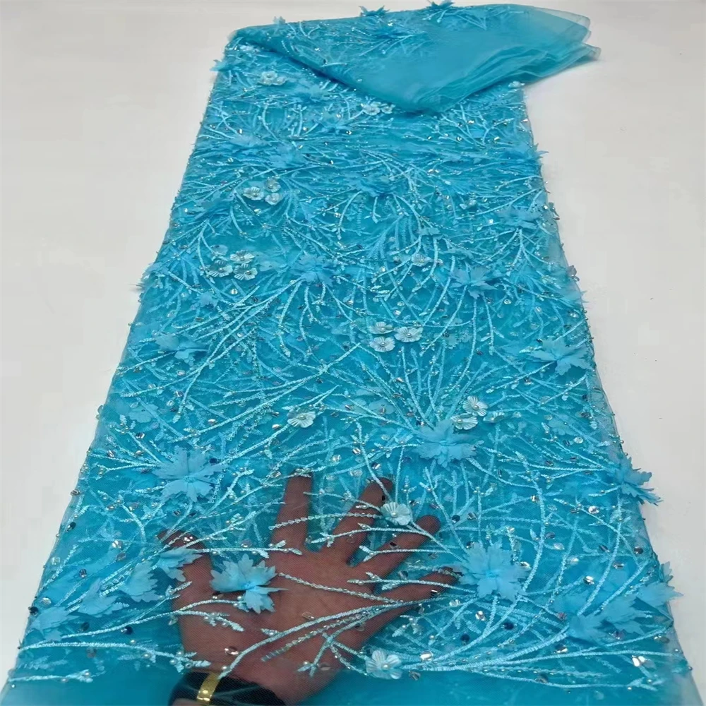 

Нигерийские 3D кружевные ткани для жениха 2023 Высокая фотография свадебного платья 5 ярдов африканская кружевная ткань CD