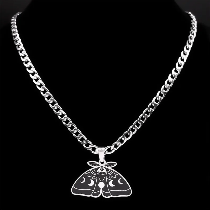 Ожерелье в стиле хип-хоп со старыми цветами ожерелье с тройной луной и молью