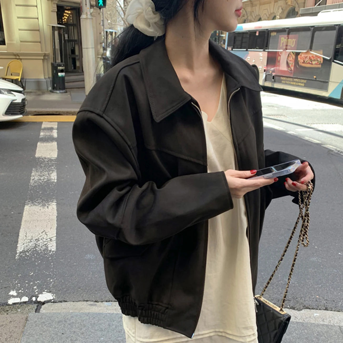 Южная Корея шикарная осенняя замшевая свободная универсальная мотоциклетная