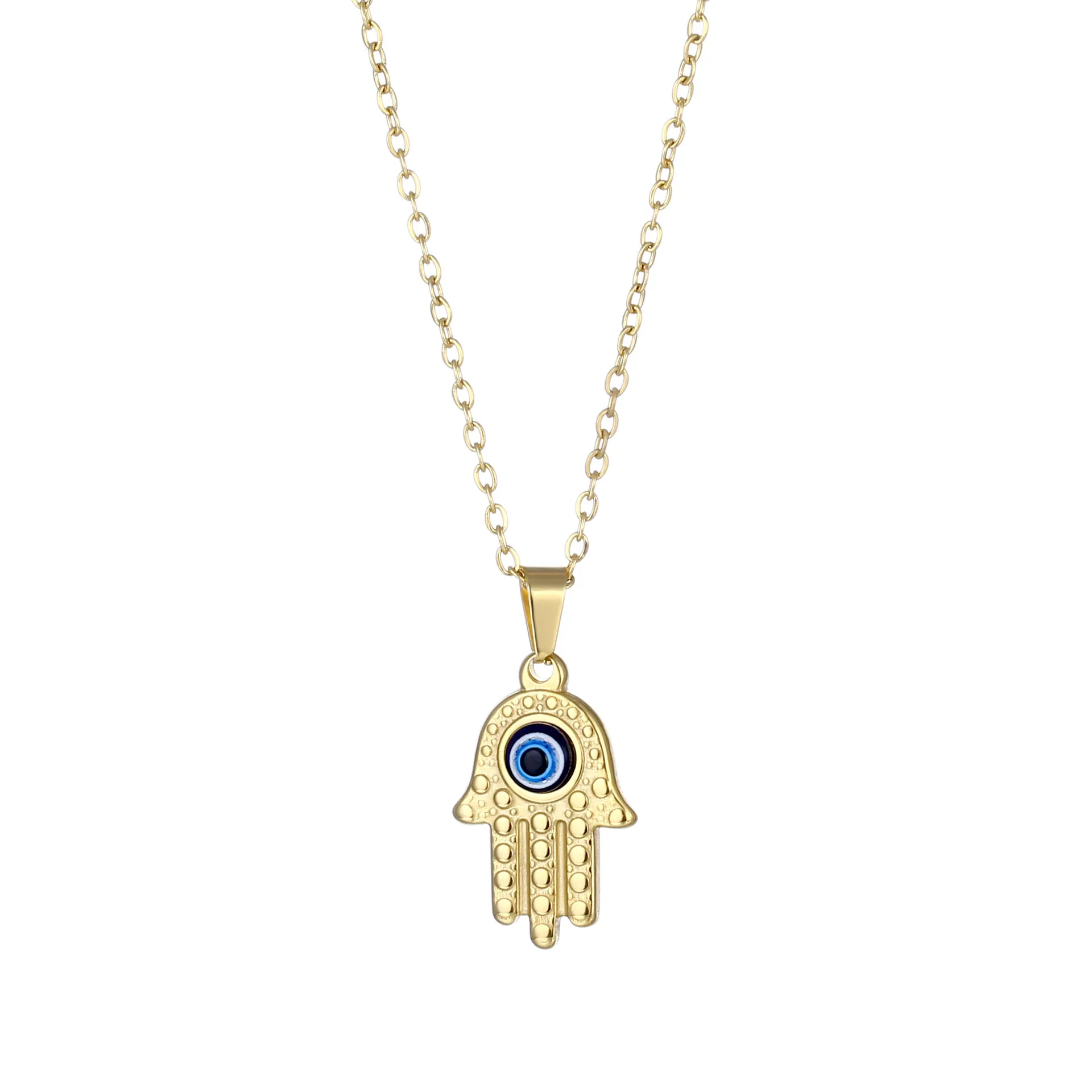 

Stainless Steel Fatima hamsa Hands Pendants Necklace For Women Men Luck Hand Palm Devil's Eye Necklace Chain collares