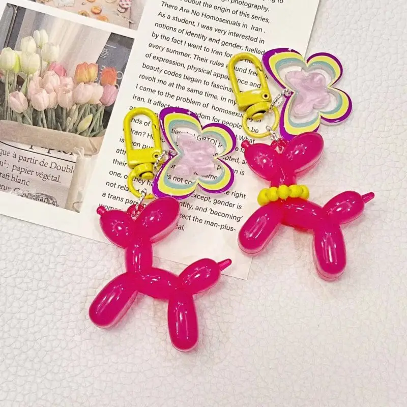 

Candy Color Balloon Dog Cute Keychains Cartoon Puppy Keychains With Butterfly Car Keys Accessories Fashion Keyrings Wholesale