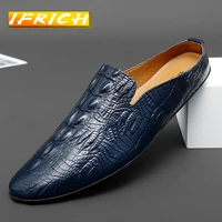 summer men casual slip on shoes half drag loafers mens brand fashion black young casual men shoes comfortable man half slippers