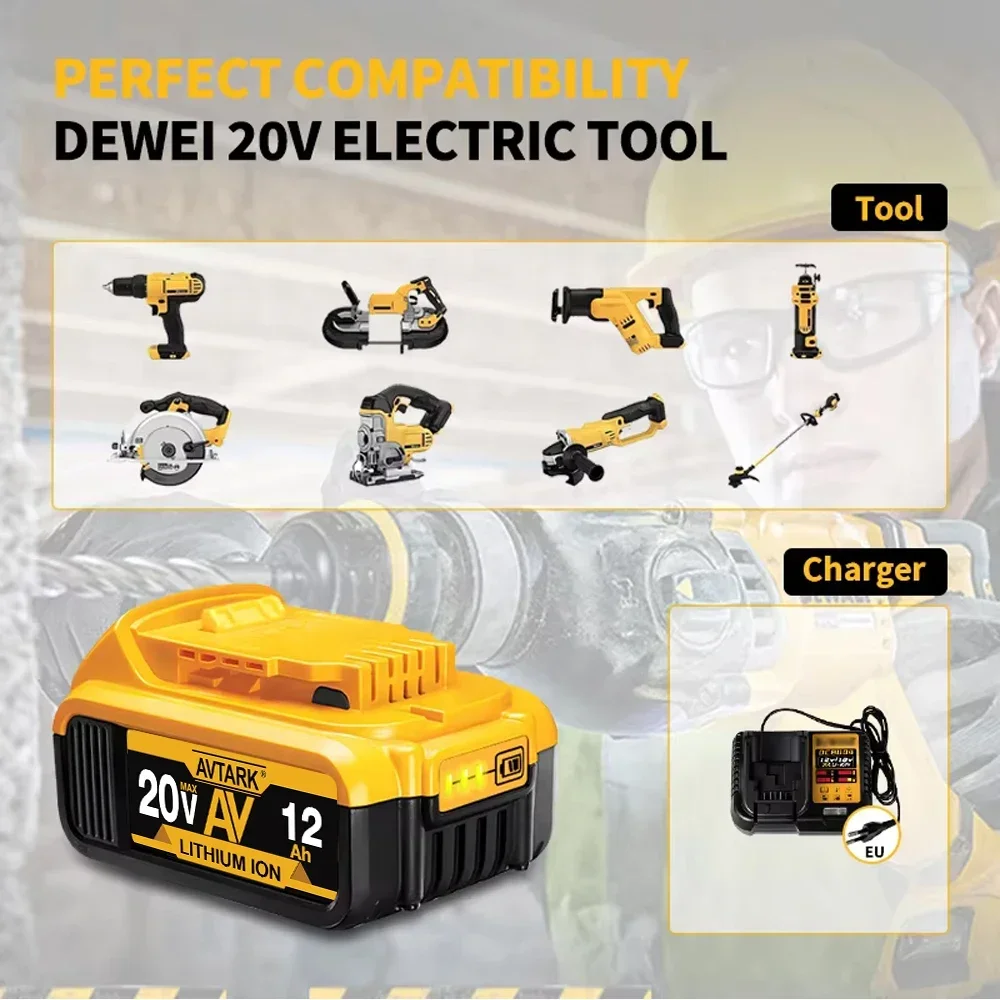 Фото 20 В для Dewalt, новый 100% оригинальный аккумулятор для электроинструмента 12000 мАч DCB206 20 В 12,0 Ач аккумулятор DCB206 20 В DCB205 DCB200 №5