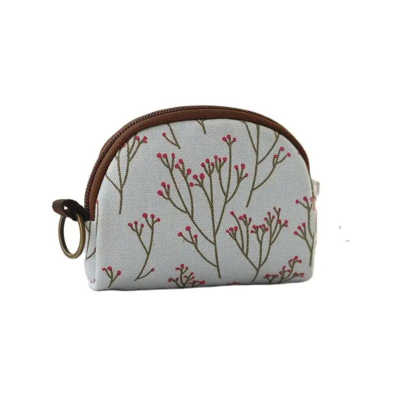 

Women's Canvas Floral Prints KeyChain Wallet Ladies Money Bag Small Card Organizer Key Pouch Coin Purse for Children Girls Boys