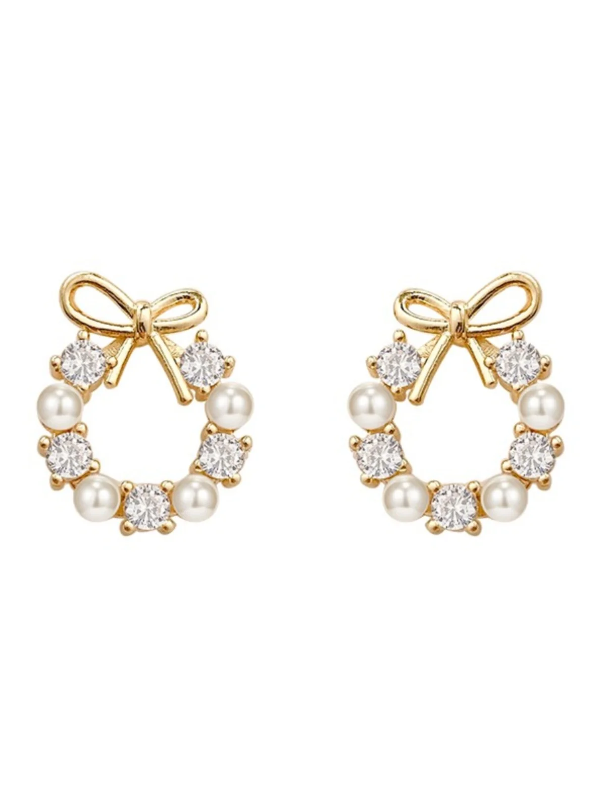 Бессмертный круг с бантом высококачественные жемчужные темпераментные серьги