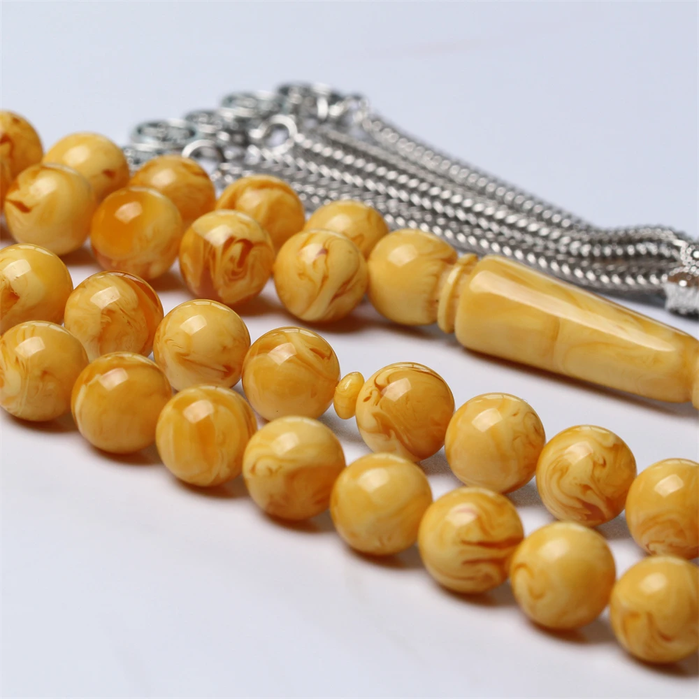 Фото Мусульманский Янтарный Розарий Tasbih, материал из смолы, мусульманские молитвенные четки, модные ювелирные изделия ручной работы, Misbaha Sibaha ... №3