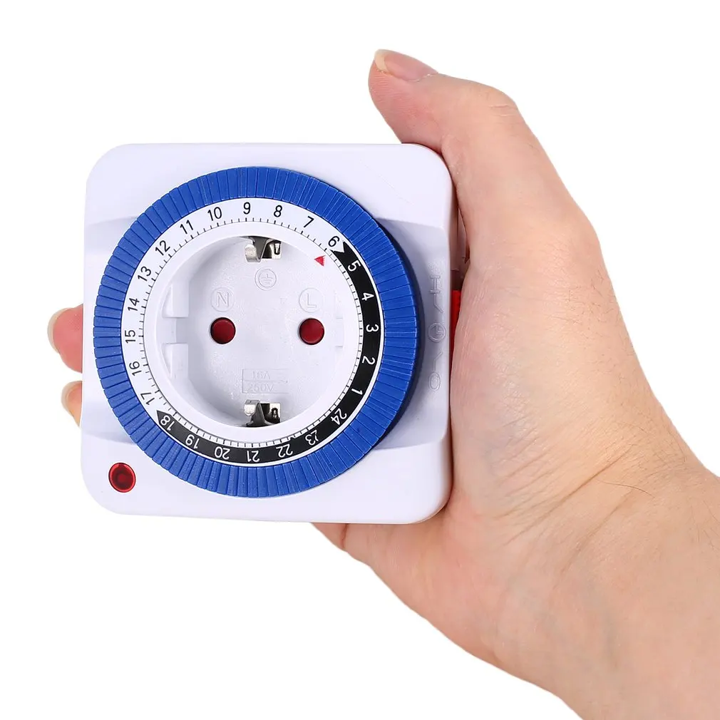 

EU 24 Hours Timer Switch Timer Plug in Mechanical Grounded Programmable Smart Countdown loop Switch Socket Indoor Auto Power off