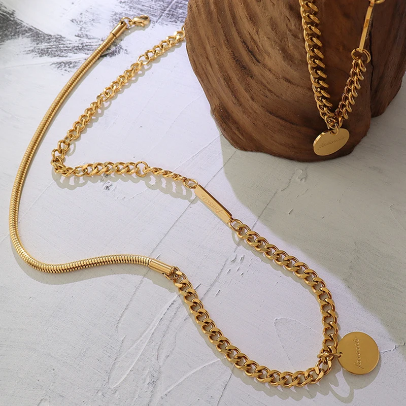 Ожерелье в стиле панк с круглыми буквами для женщин кулон виде иконы цепочка из