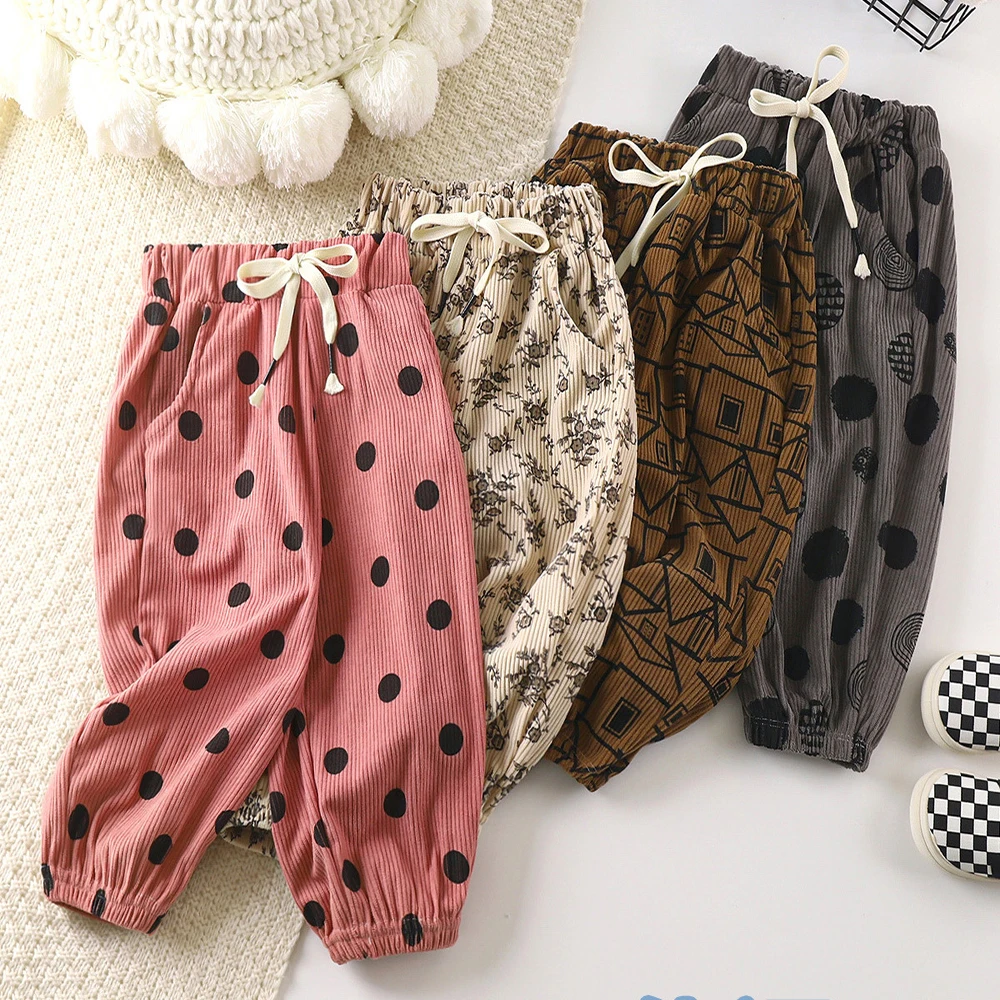 

Детские вельветовые брюки-фонарики корейской версии для мальчиков весенне-осенние повседневные брюки Брюки-фонарики для девочек