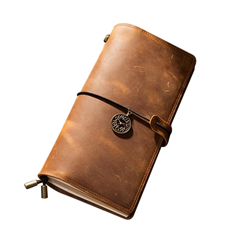 

Retro Notebook A6 Vintage Travelers Journal Hand-Crafted Leather For Writing/Poets/Travelers/Daily Note