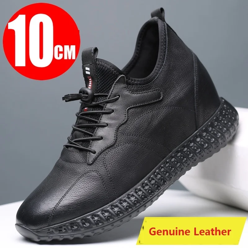 

Кроссовки мужские из натуральной телячьей кожи, Повседневные Дышащие, увеличивающие рост, 6-10 см