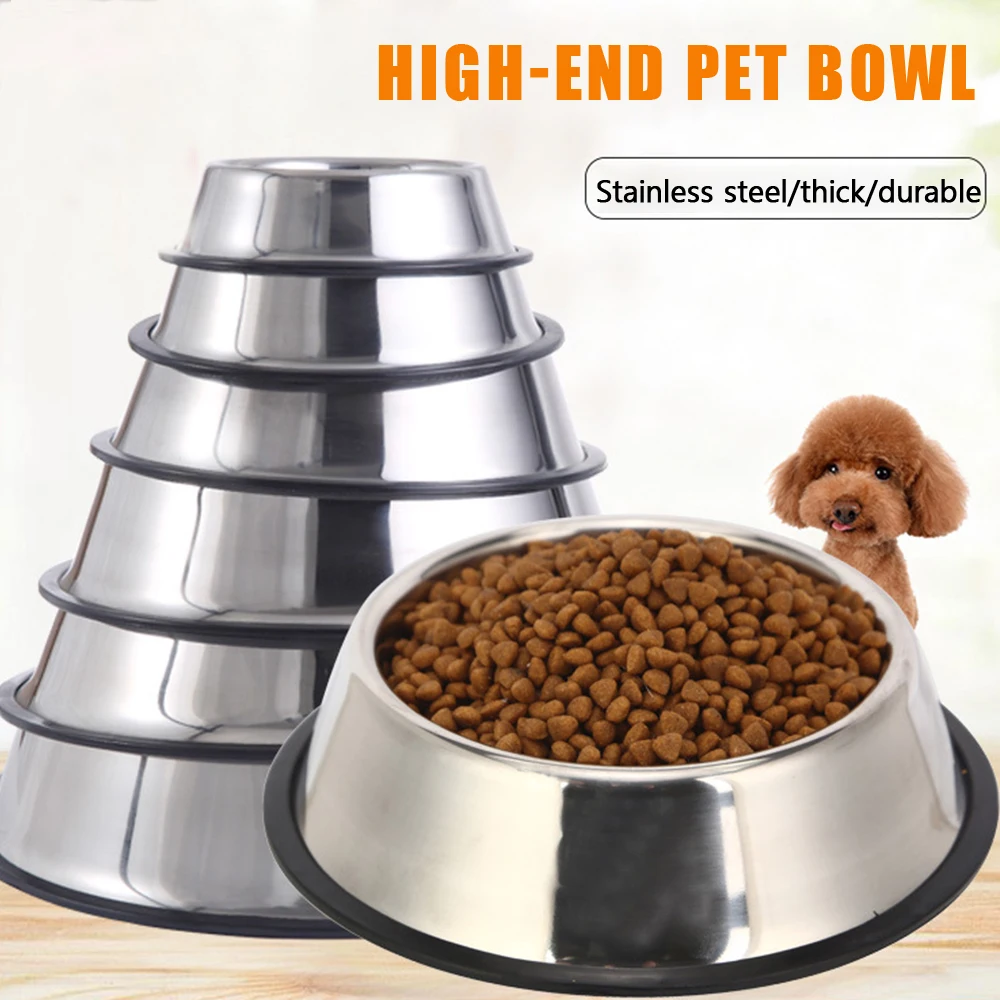 

26/30CM Stainless Steel Non-slip Dog Bowl For Dish Food Bowl Pet Puppy Cat Bowl Feeder Feeding Dog Water Bowl For Dog Cats