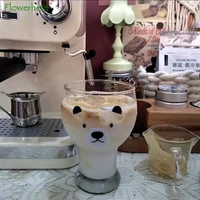 korean cute bear glass dessert cup cold drink cup bear cup beer wine glass personalized coffee cup water bottle glass drinkware