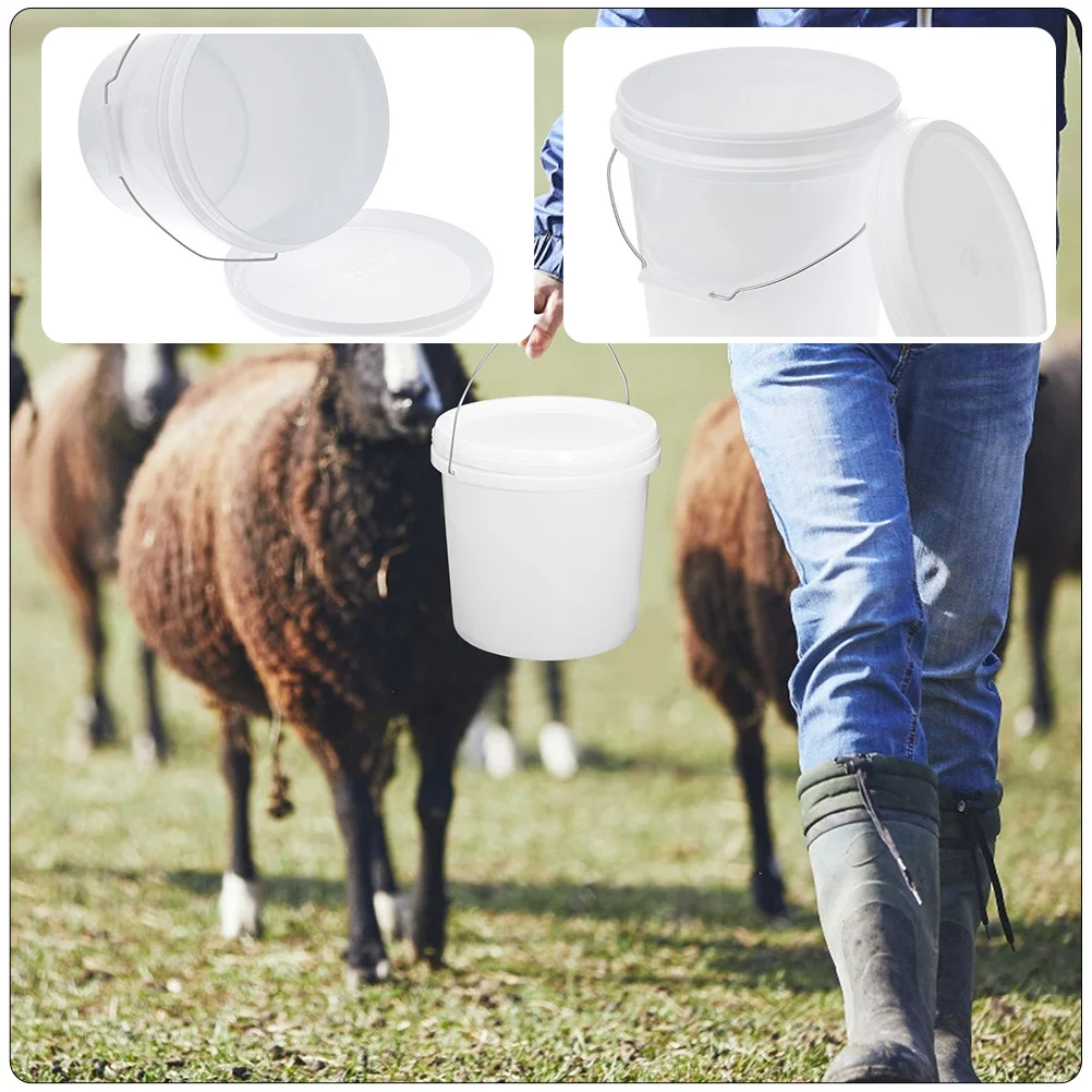 Plastic Barrel Buckets Square with Lid of 5 Liters Gallon and Handle 1 Handles Lids Clear Tote Hamper Food Grade Cover Cube