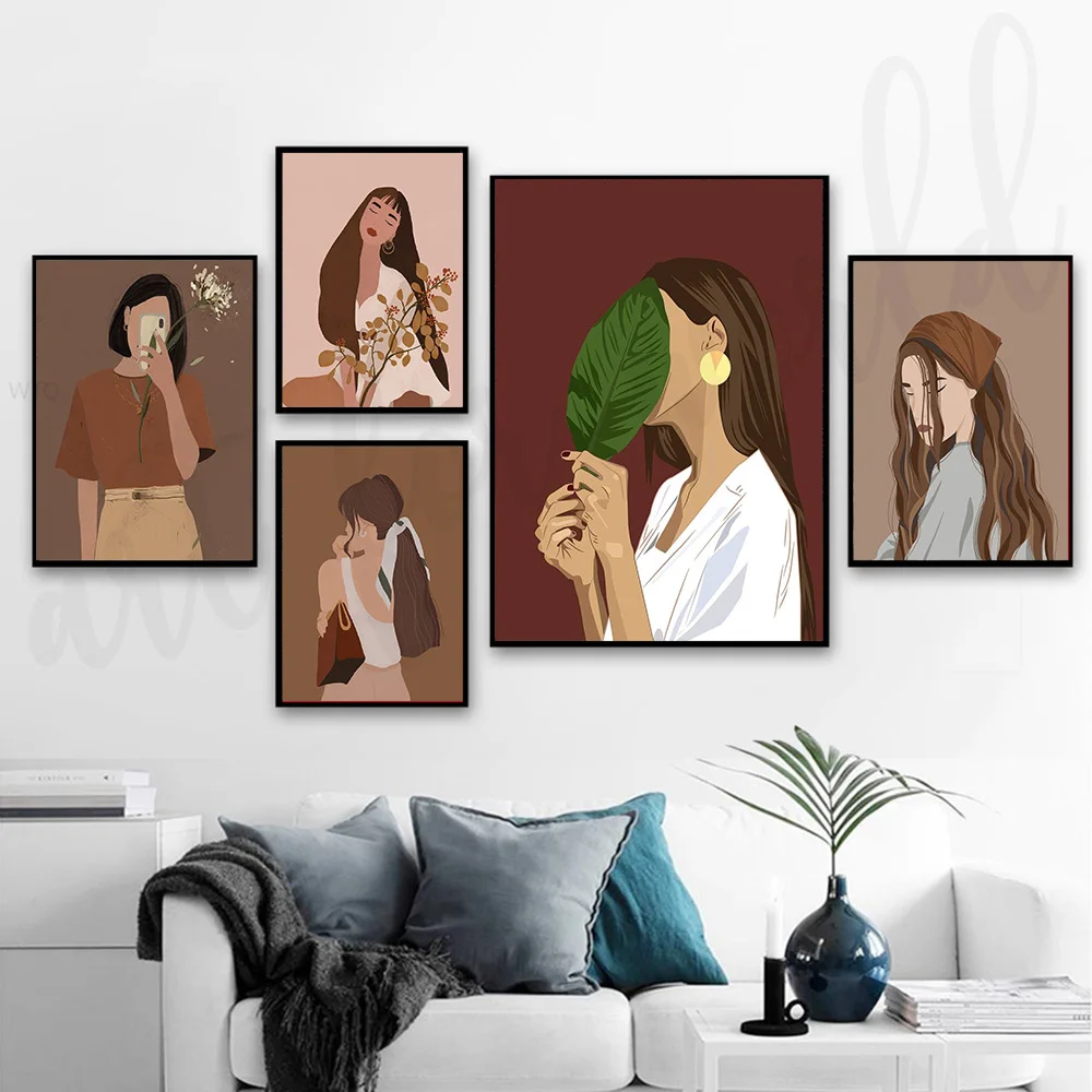 

Abstract Fashion Woman Wall Art Canvas Painting Nordic Feature Posters and Prints Wall Pictures for Living Room Home Decor