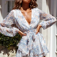 floral jumpsuit for woman 2022 summer sexy female v neck jumpsuit breathable long sleeved gentle jumpsuits womens clothing