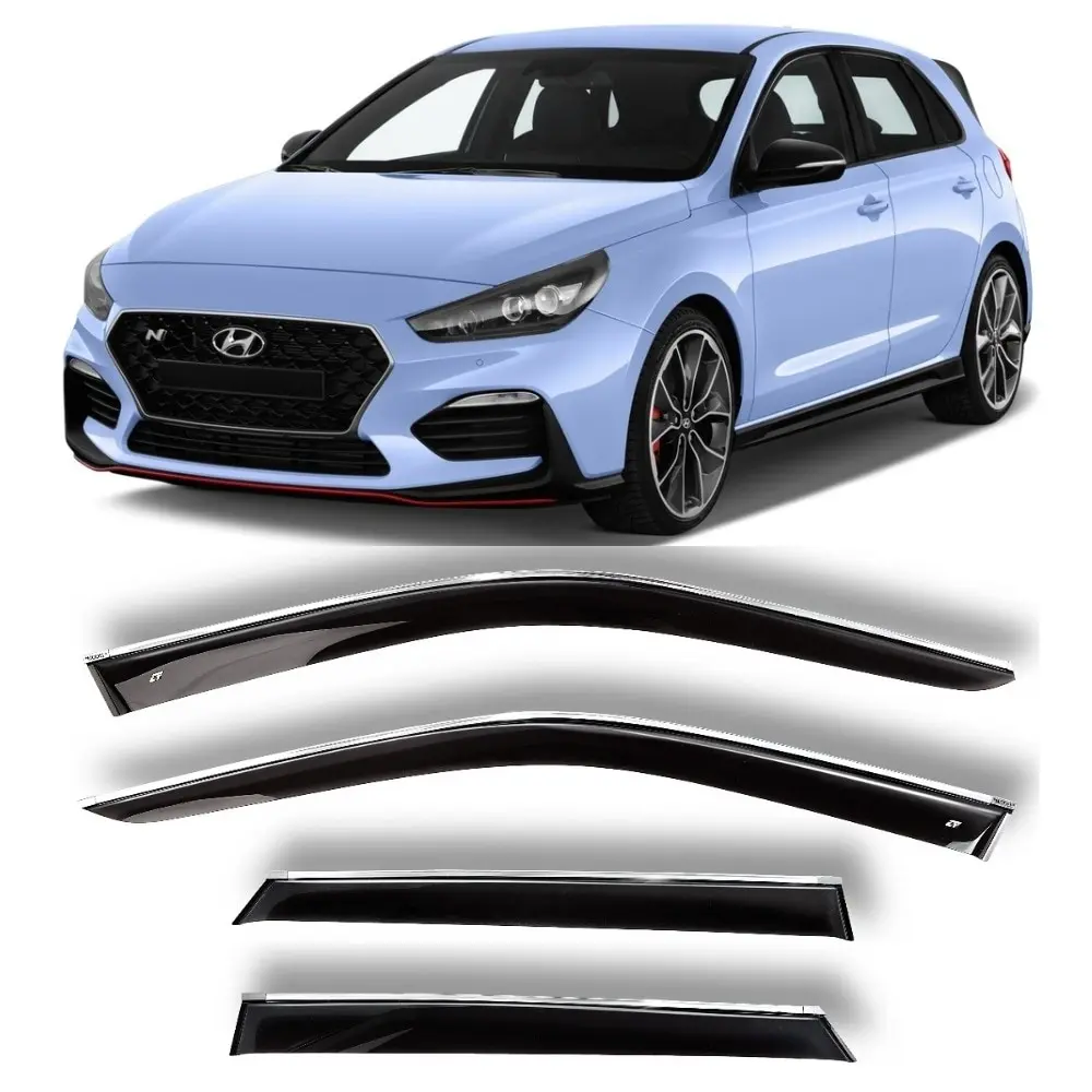 Дефлекторы окон хром полоска молдинг Cobra Tuning H26617CR на авто Hyundai i30 Hb 5d 2017-н.в.