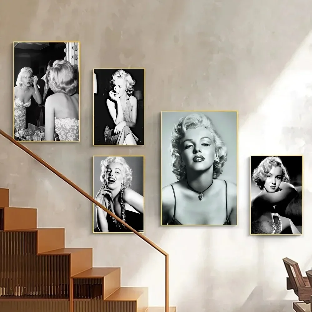 Черно-белая портретная звезда M-Marylin Monro Artwork на холсте настенное украшение HD