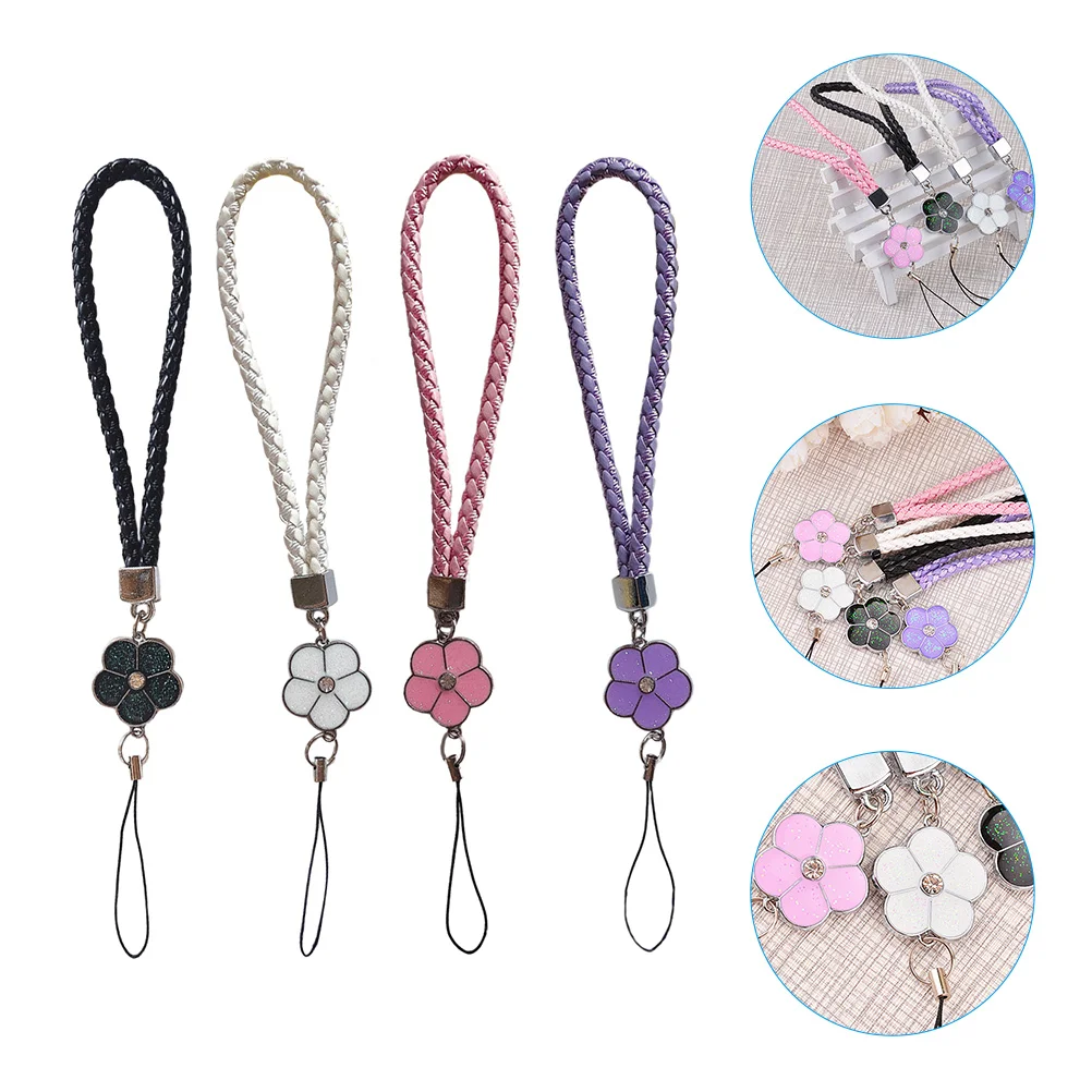 

Strap Lanyard Hanging Lanyards Wrist Cell Ropes Rope Cellphone Charms Pu Woven Camera Cover Work Keychain Straps Flower Chain