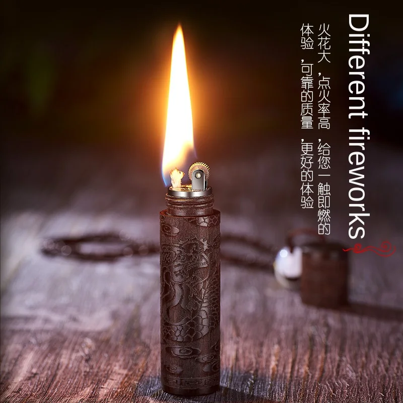 

Creative personality ebony grinding wheel open flame kerosene lighter