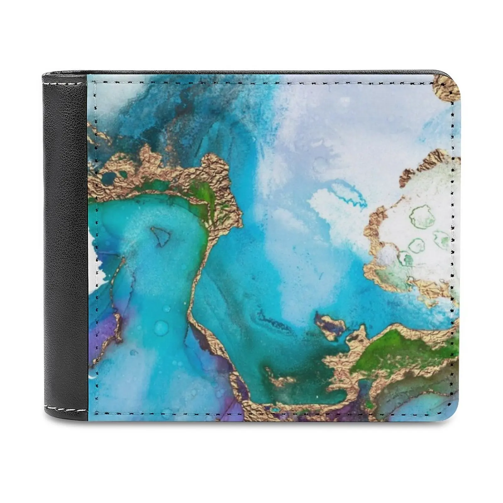 

Abstract Faux Marble Mermaid Gemstone With Gold Glitter Leather Wallet Men's Wallet Purse Money Clips Stylish Ombre Girly